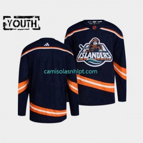 Camiseta New York Islanders Blank Adidas 2022-2023 Reverse Retro Marinha Authentic - Criança